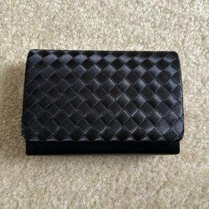 Black satin evening clutch handbag